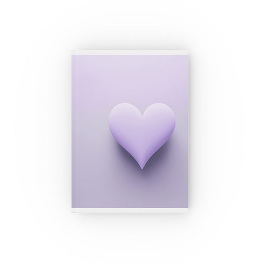 A5 hardcover journal with lilac lavender cover with large heart illustration