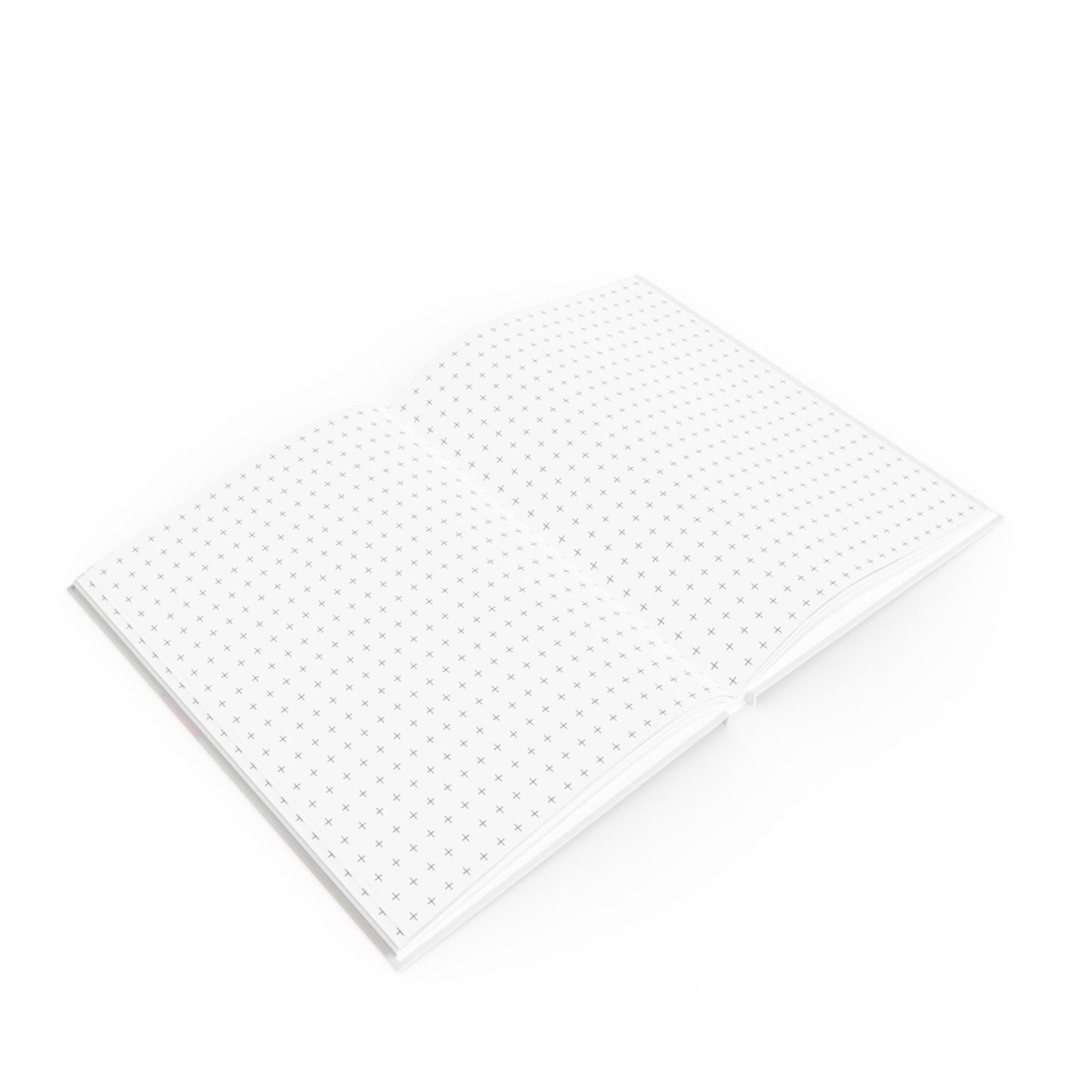 Open A5 journal showing graph page paper option, pink and white umbrella design