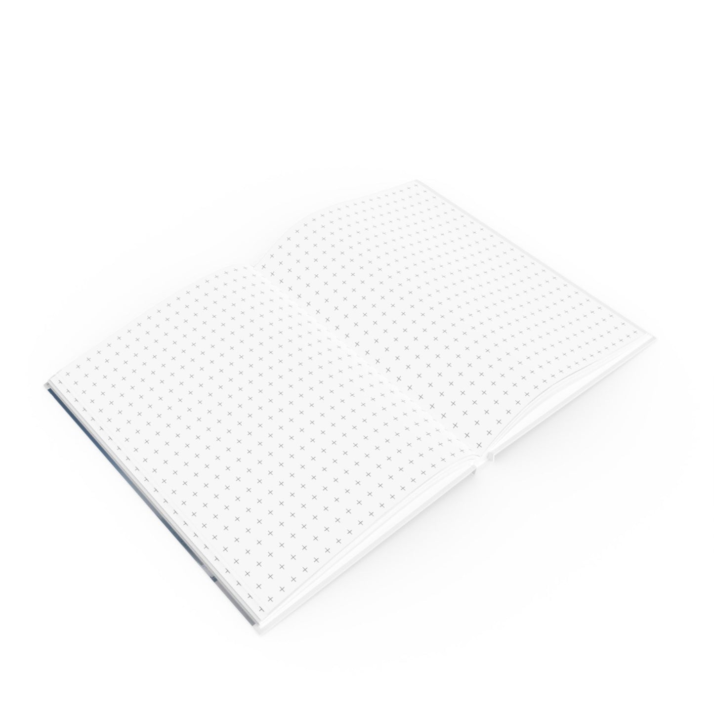 Open A5 journal showing graph page paper option, blue white and pink coastal beach chair design