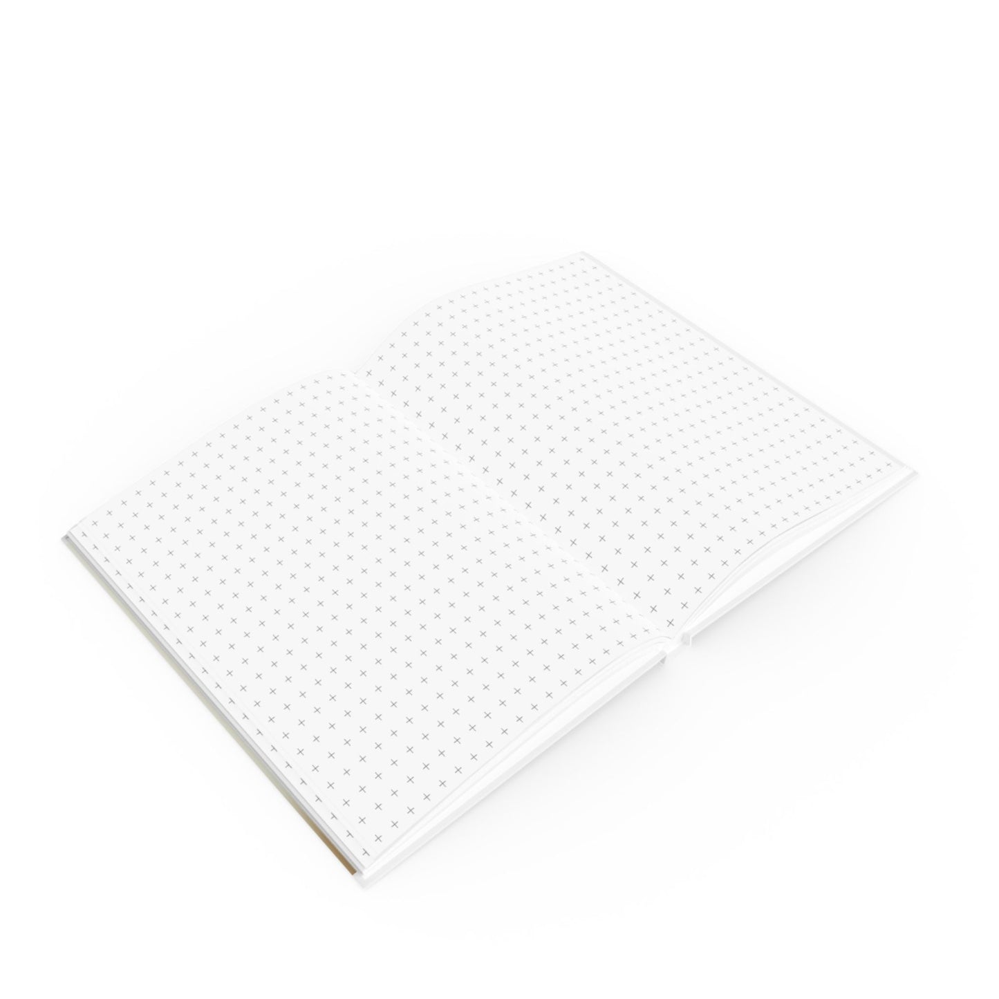 Open A5 journal showing graph page paper option, yellow floating leaves design