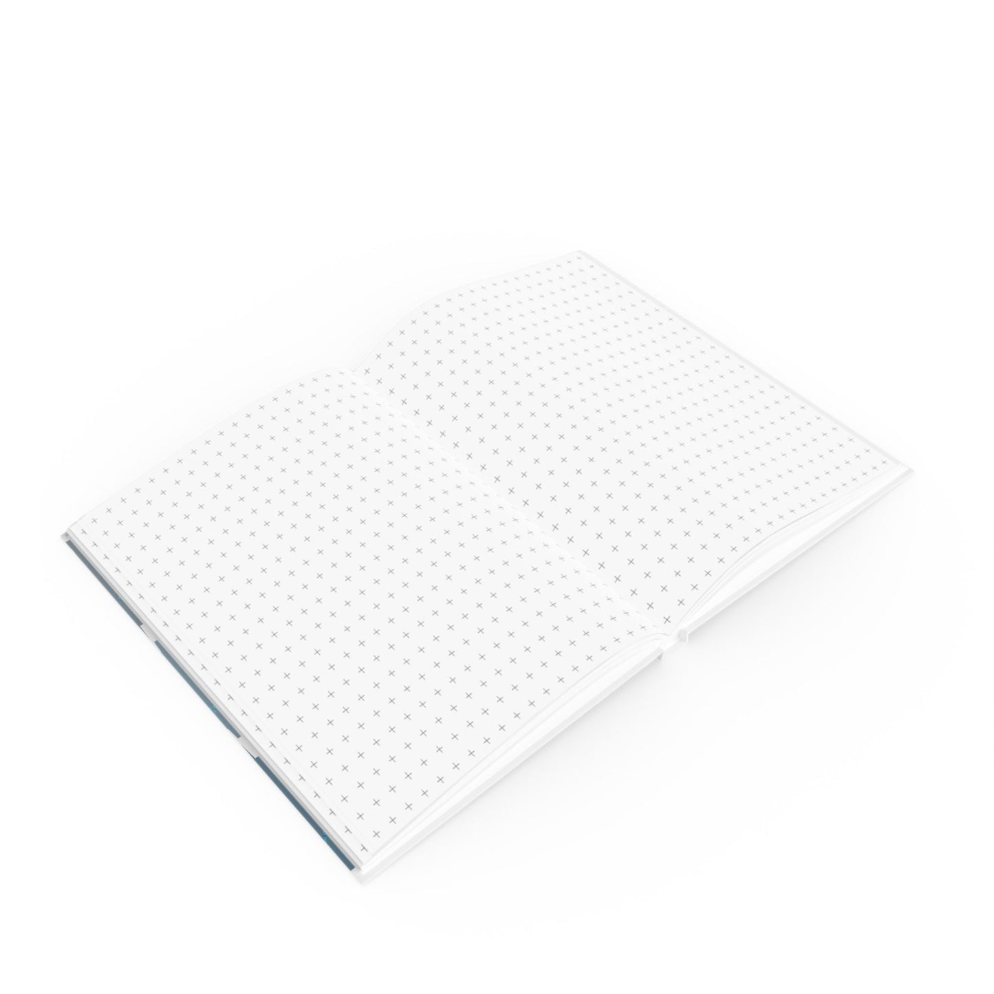 Open A5 journal showing graph page paper option, blue and white umbrella design