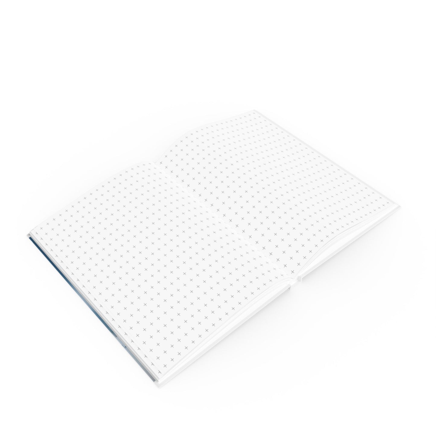 Open A5 journal showing graph page paper option, blue and white coastal beach chair design