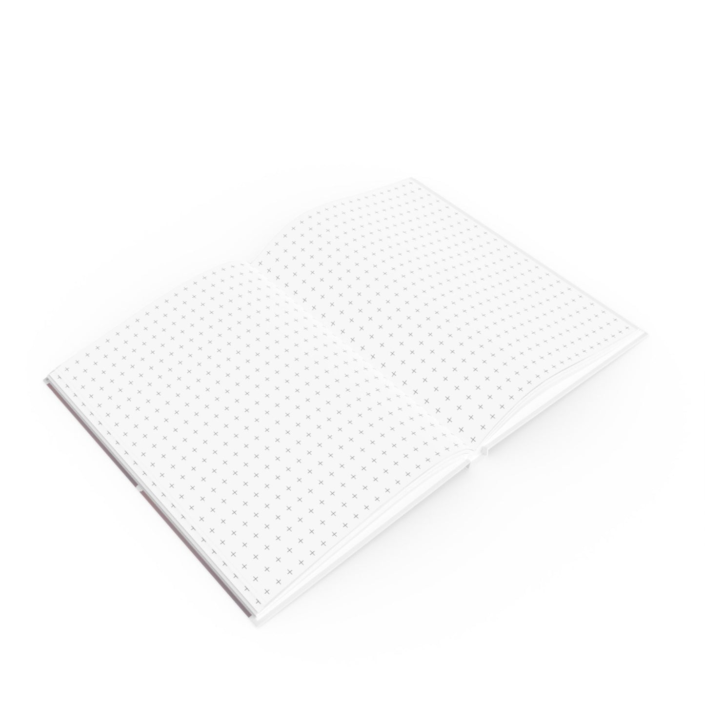 Open A5 journal showing graph page paper option, pink and white surrealist hearts design