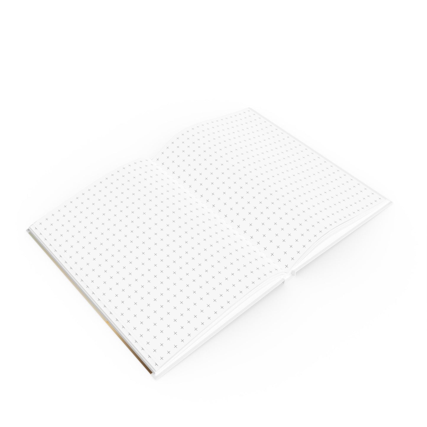 Open A5 journal showing graph page paper option, orange brown trees design