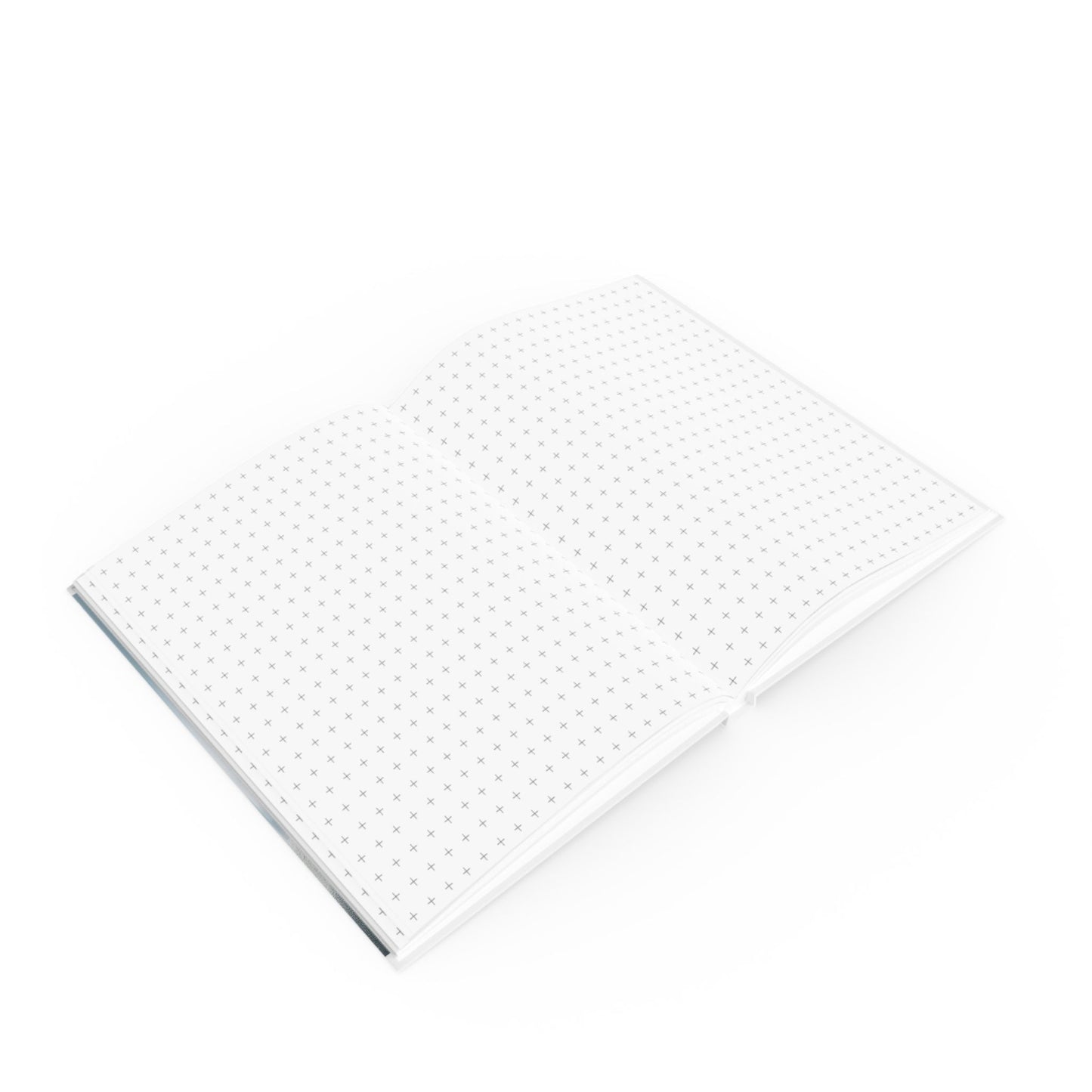 Open A5 journal showing graph page paper option, blue and white coastal bench design