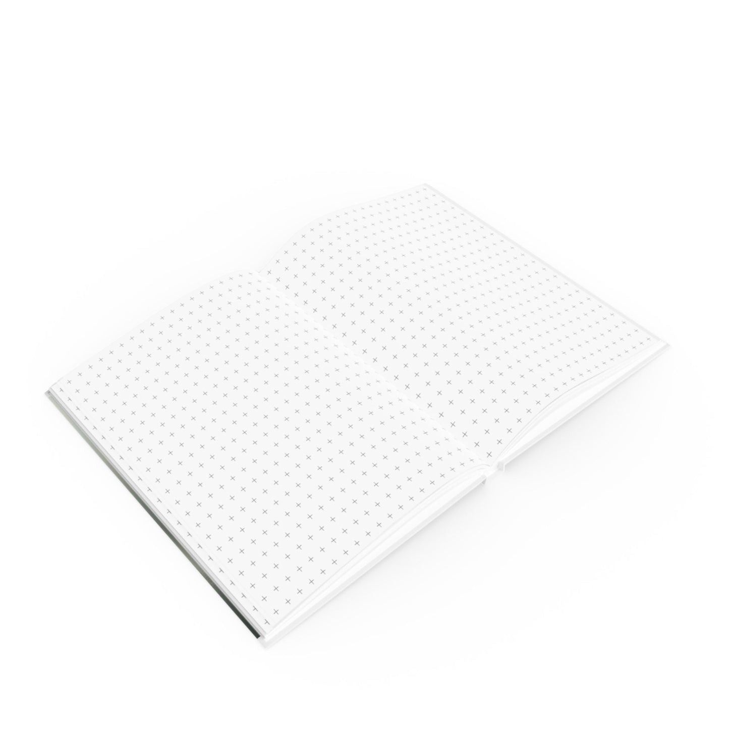 Open A5 journal showing graph page paper option, white floating umbrellas design