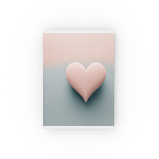 A5 hardcover journal with pink blue pastel cover with large heart illustration