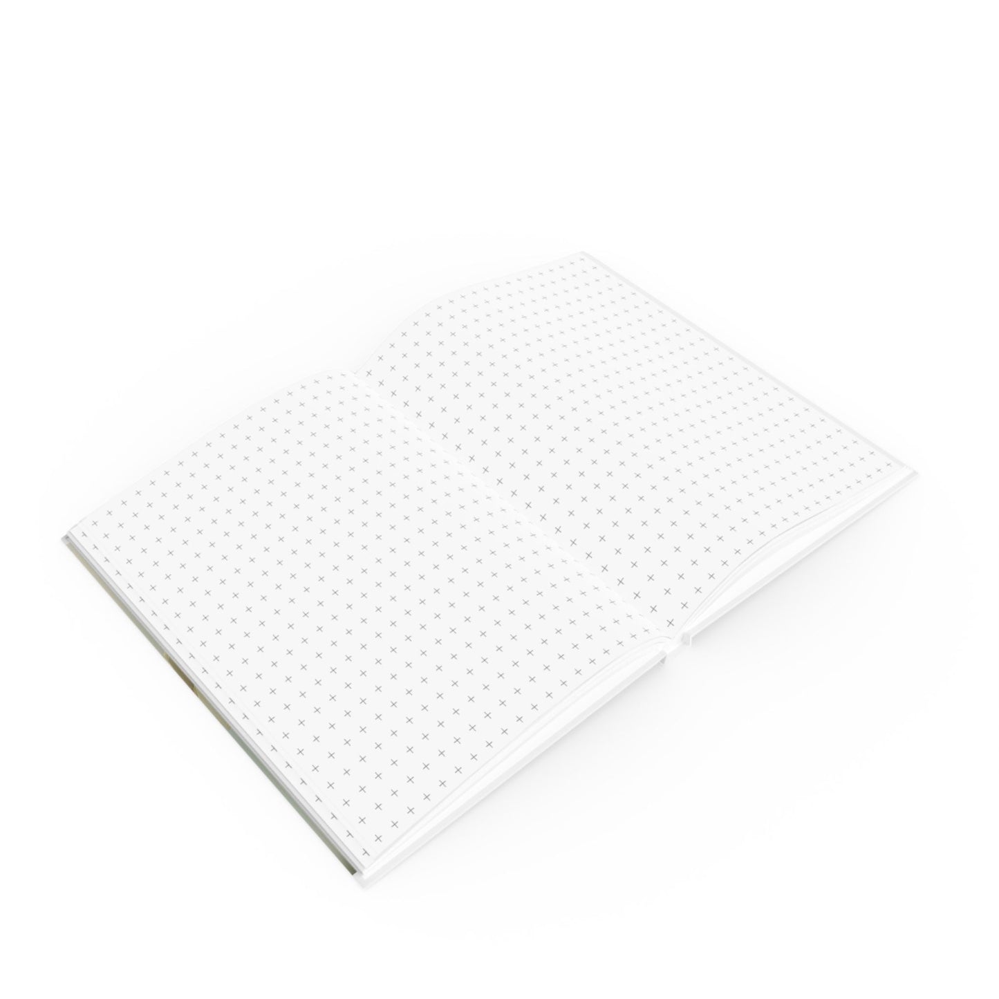 Open A5 journal showing graph page paper option, yellow floating umbrellas design