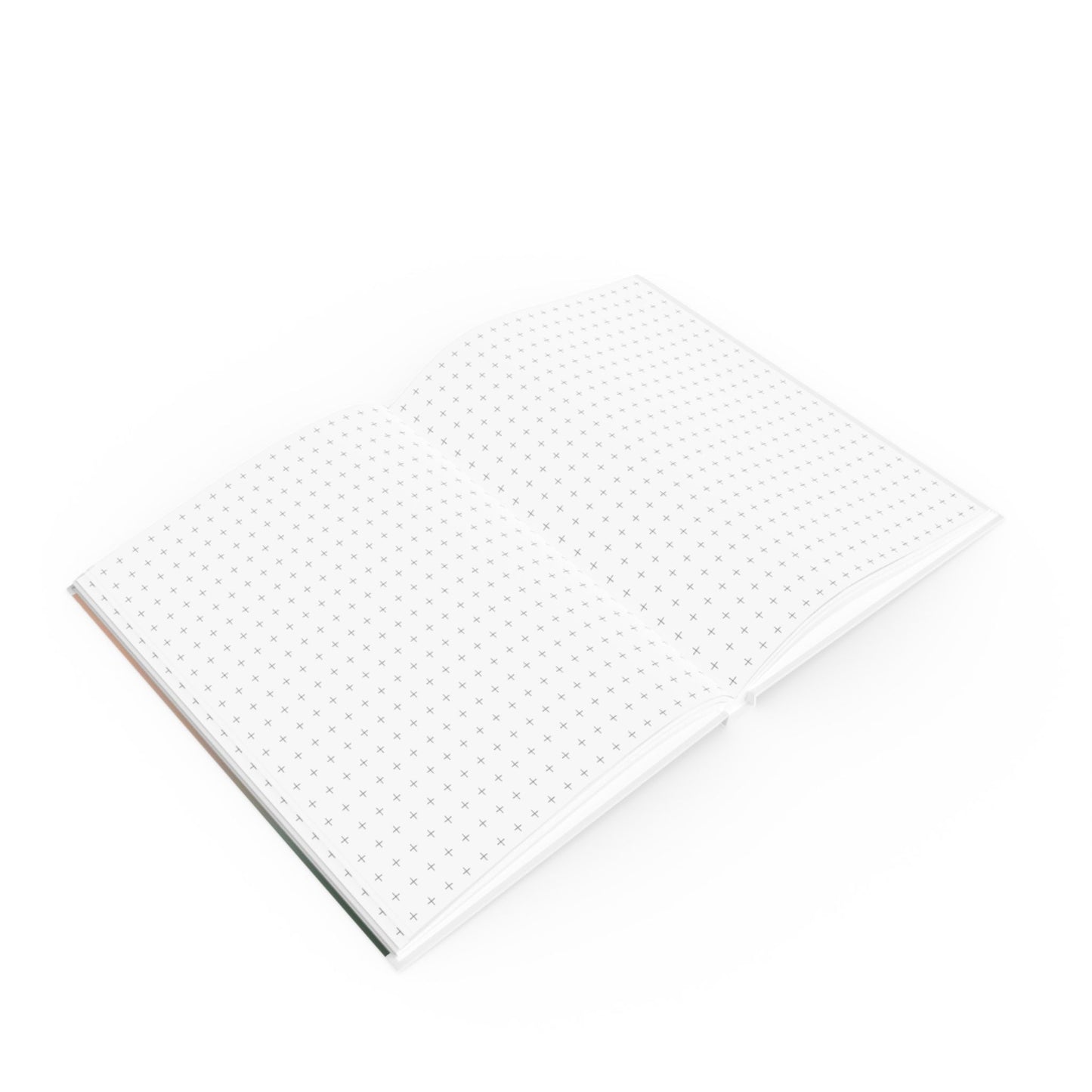 Open A5 journal showing graph page paper option, red green floating hearts design