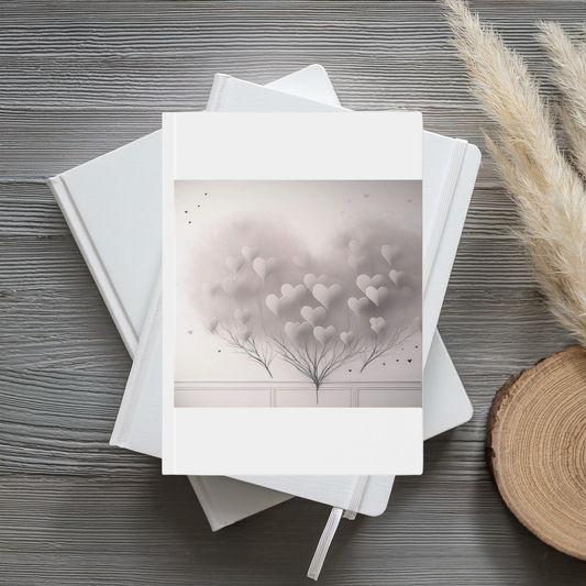 A5 Hardcover Journal – Whimsical Hearts Design in Muted Colours | Cute Notebook for Writing, Journaling & Gifting