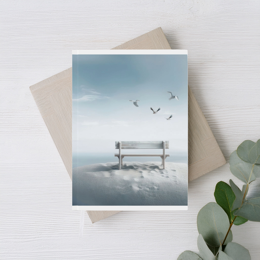 A5 Coastal Calm Notebook – Beach Bench Design with Birds