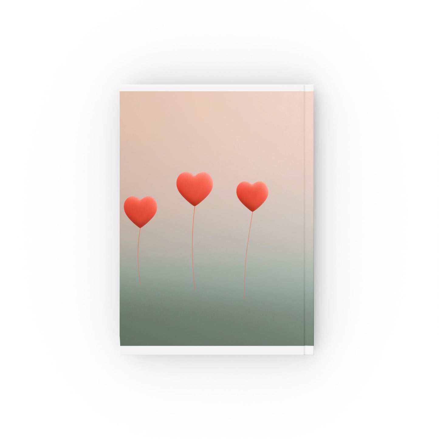 Minimalist A5 Hardcover Journal with Red Hearts - Elegant Notebook for Notes, Journaling & Gifts