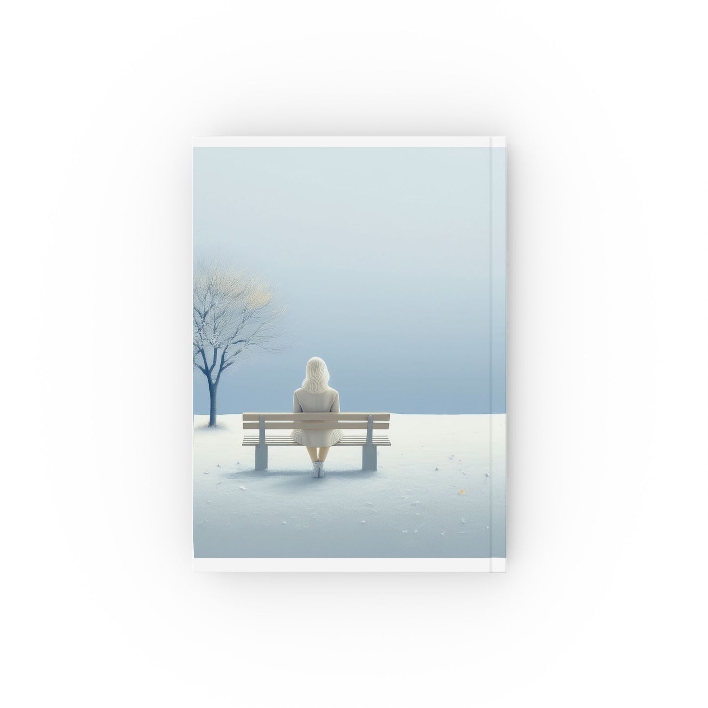 A5 Hardcover Journal – Serene Blue Solitary Tree & Bench Design | Lined, Blank, or Graph Notebook