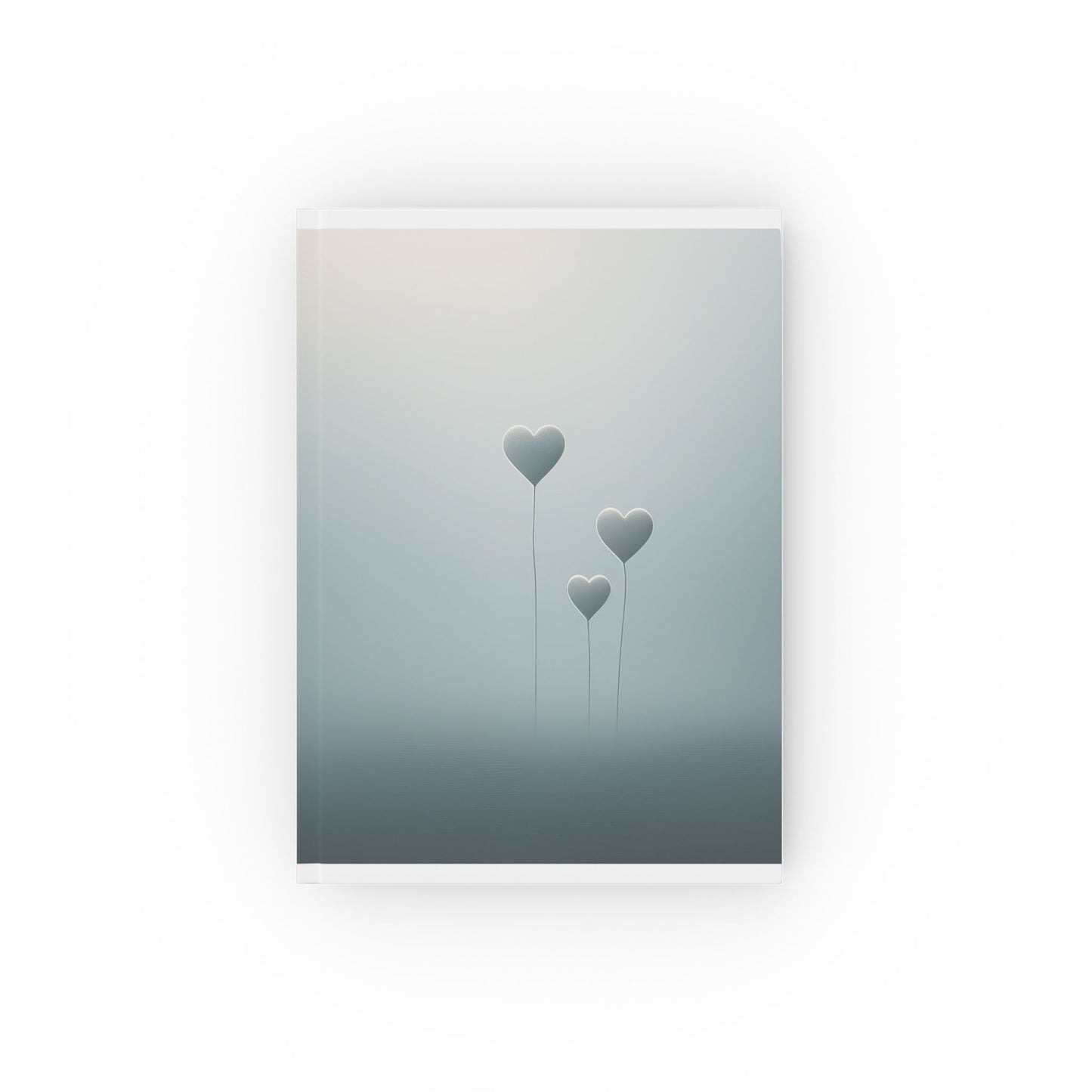 A5 Hardcover Journal - Minimalist Blue Grey Heart Notebook, Elegant Writing Journal