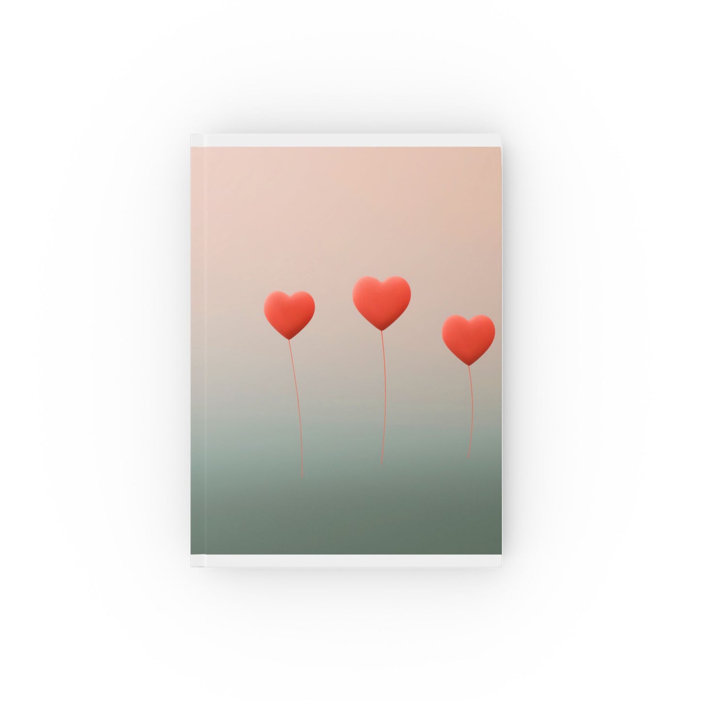 Minimalist A5 Hardcover Journal with Red Hearts - Elegant Notebook for Notes, Journaling & Gifts
