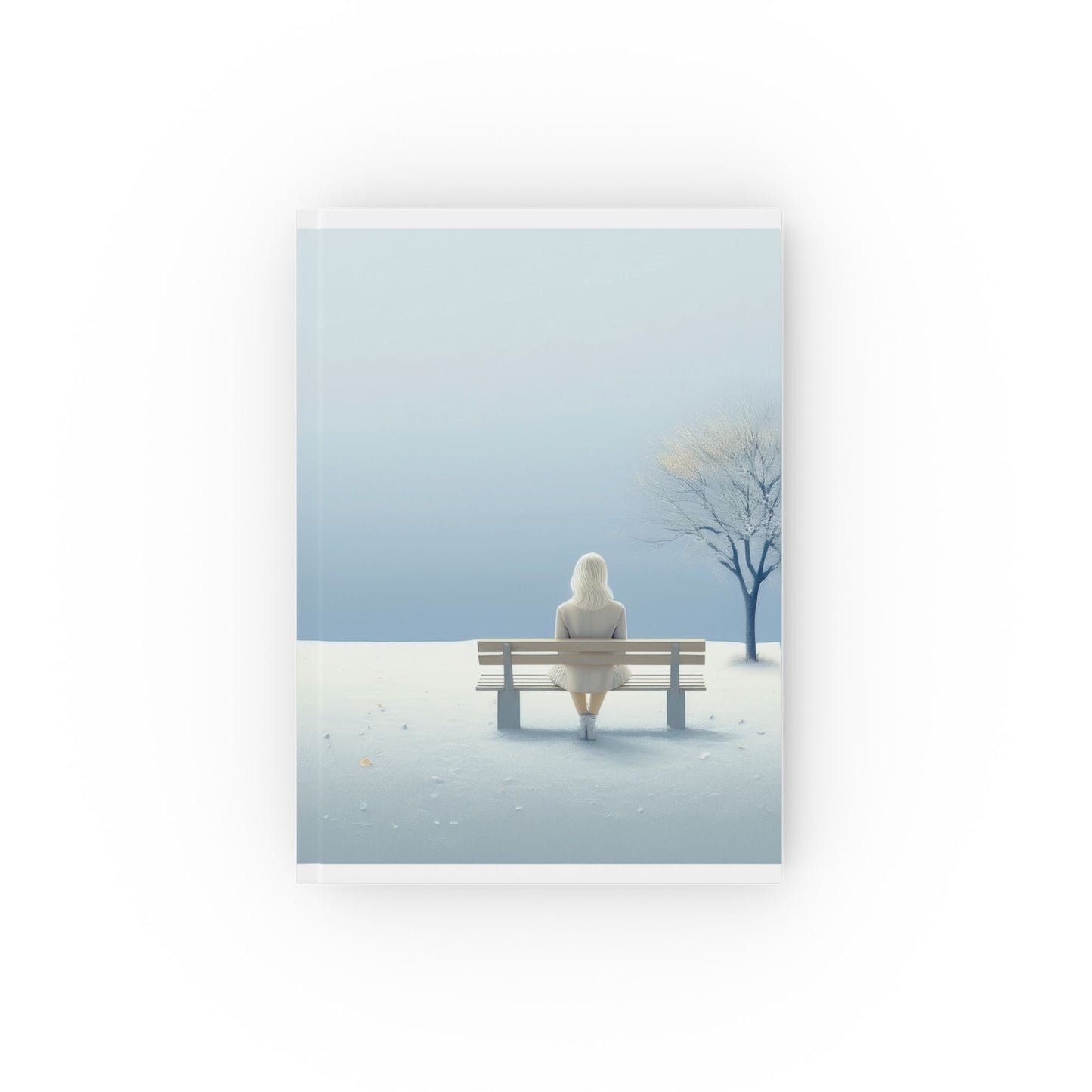 A5 Hardcover Journal – Serene Blue Solitary Tree & Bench Design | Lined, Blank, or Graph Notebook