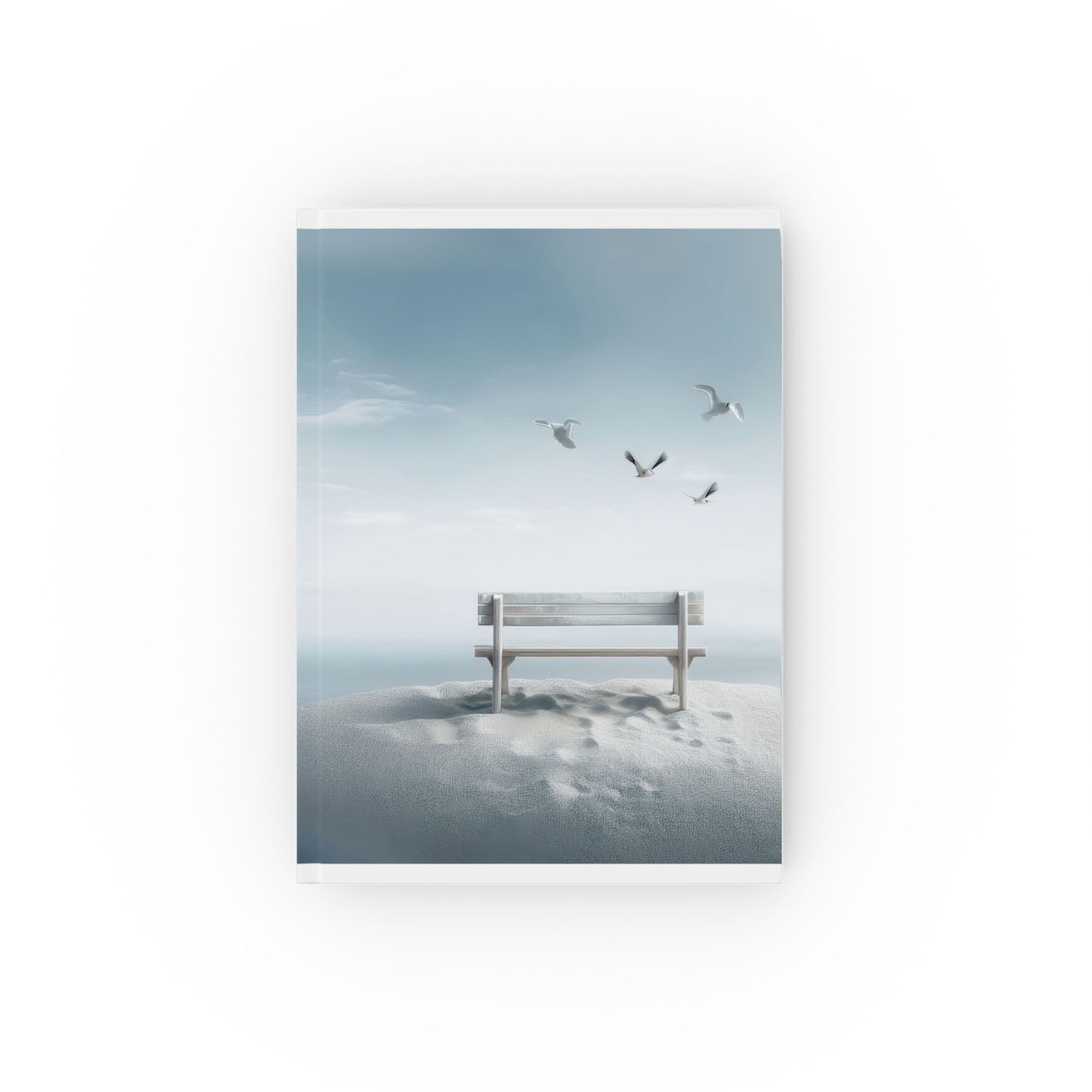A5 Coastal Calm Notebook – Beach Bench Design with Birds