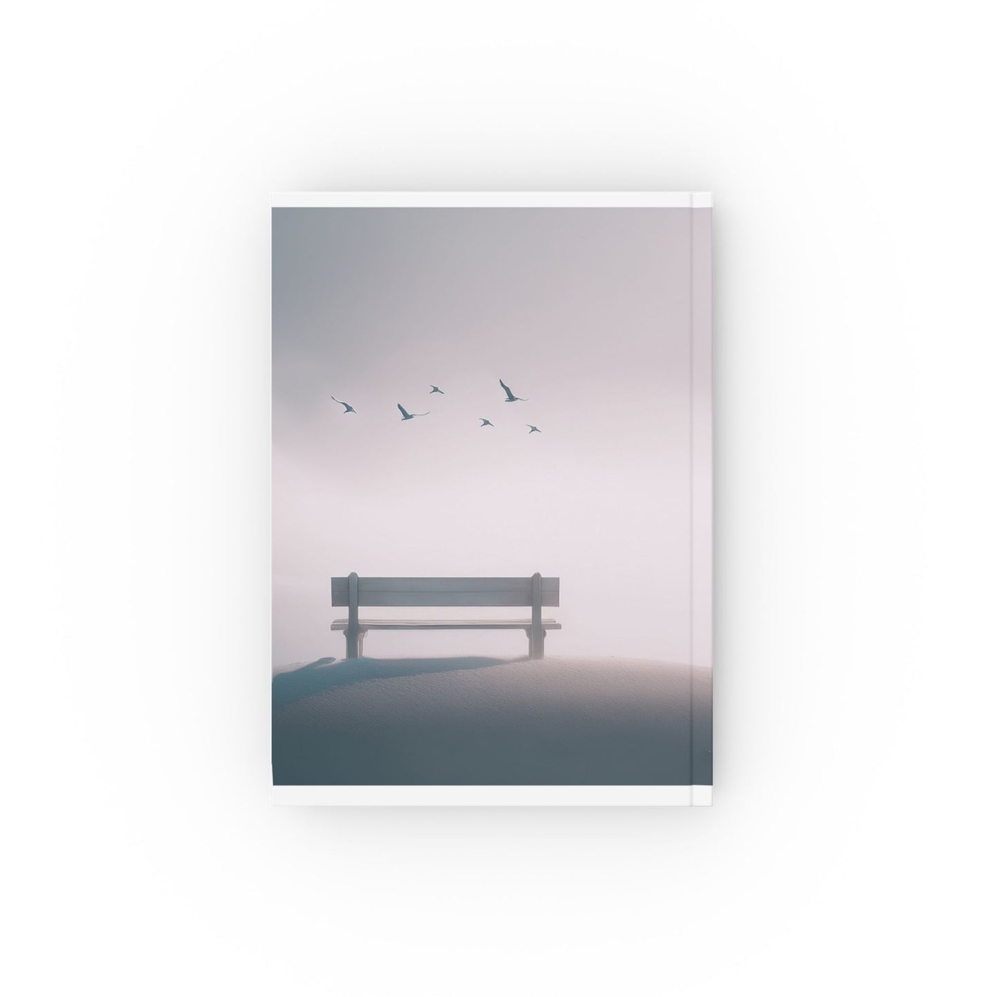Serene Hillside A5 Journal – Minimalist Bench & Birds Hardcover Notebook