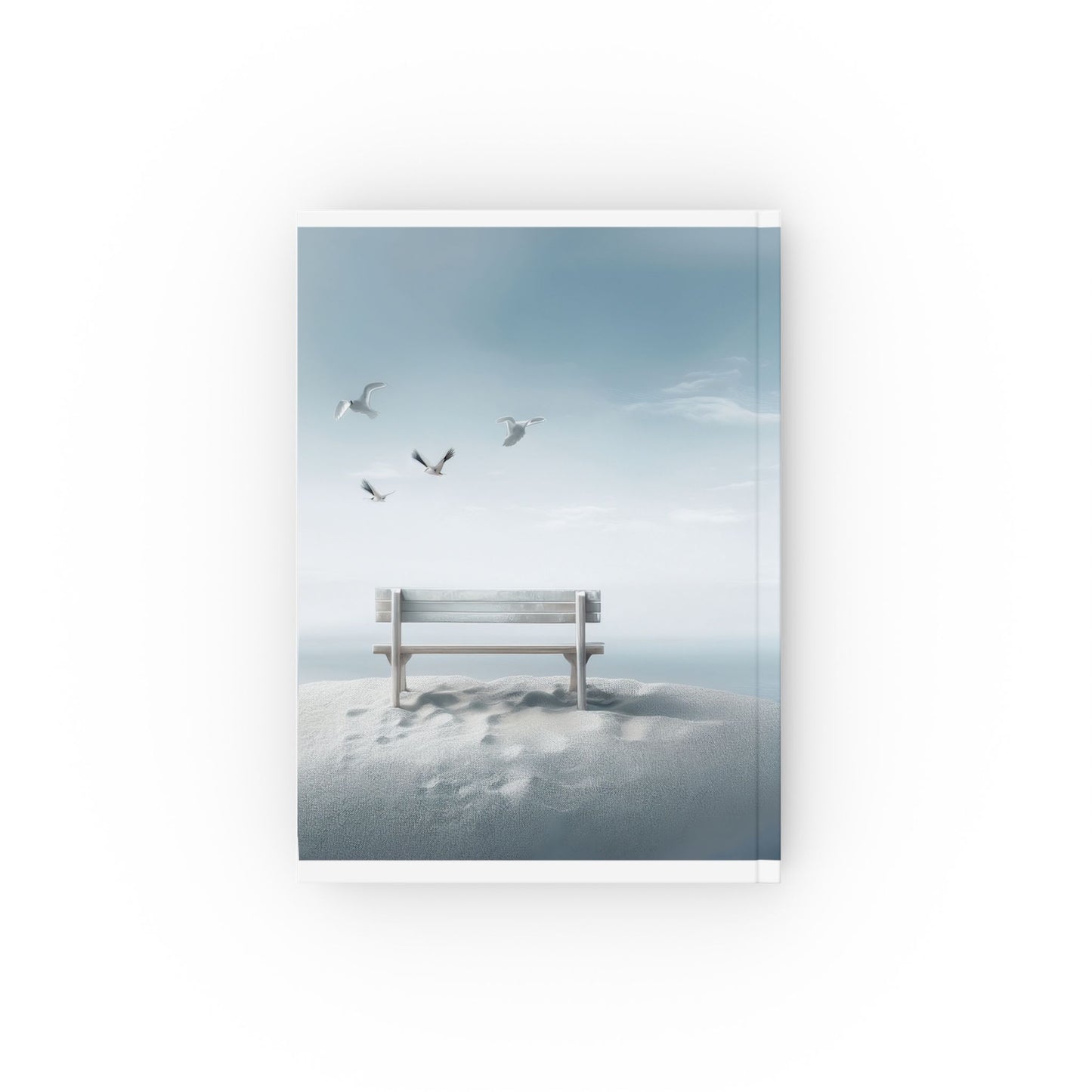 A5 Coastal Calm Notebook – Beach Bench Design with Birds