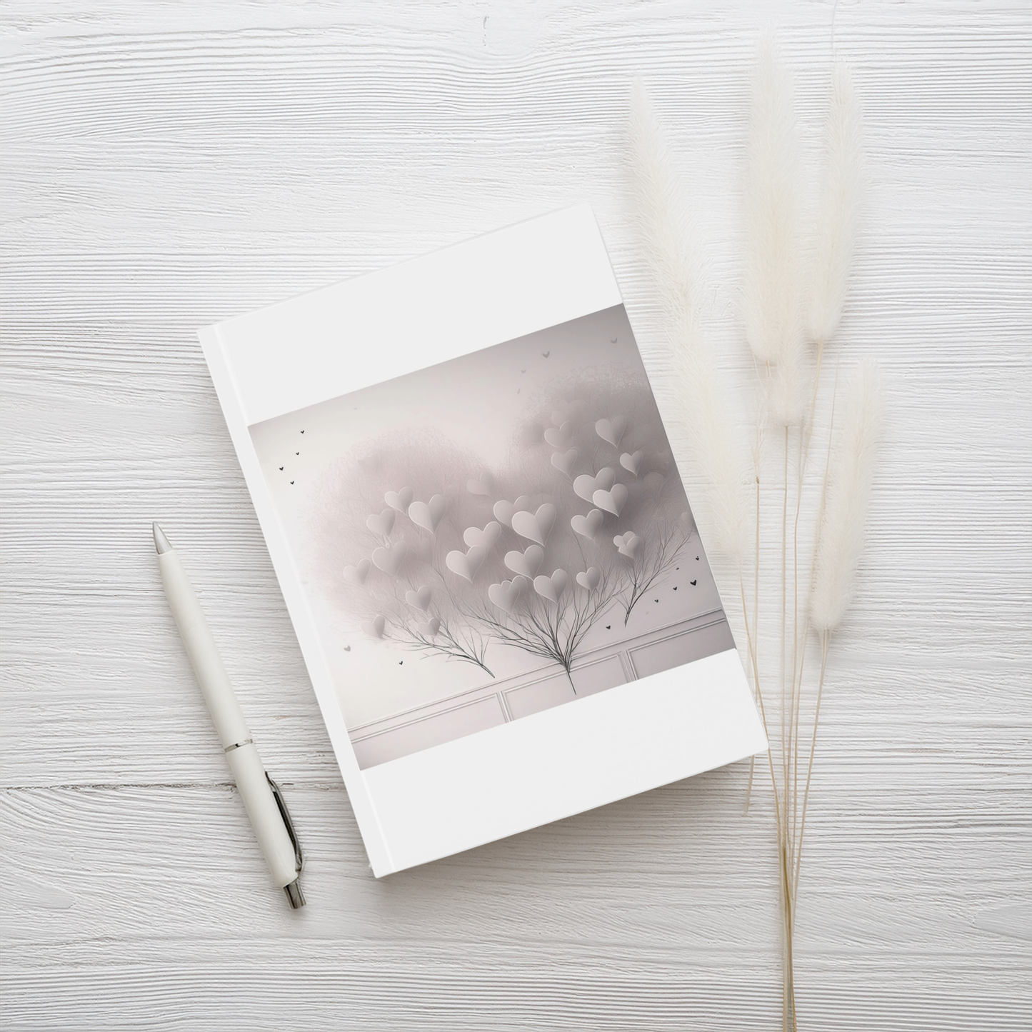 A5 Hardcover Journal – Whimsical Hearts Design in Muted Colours | Cute Notebook for Writing, Journaling & Gifting