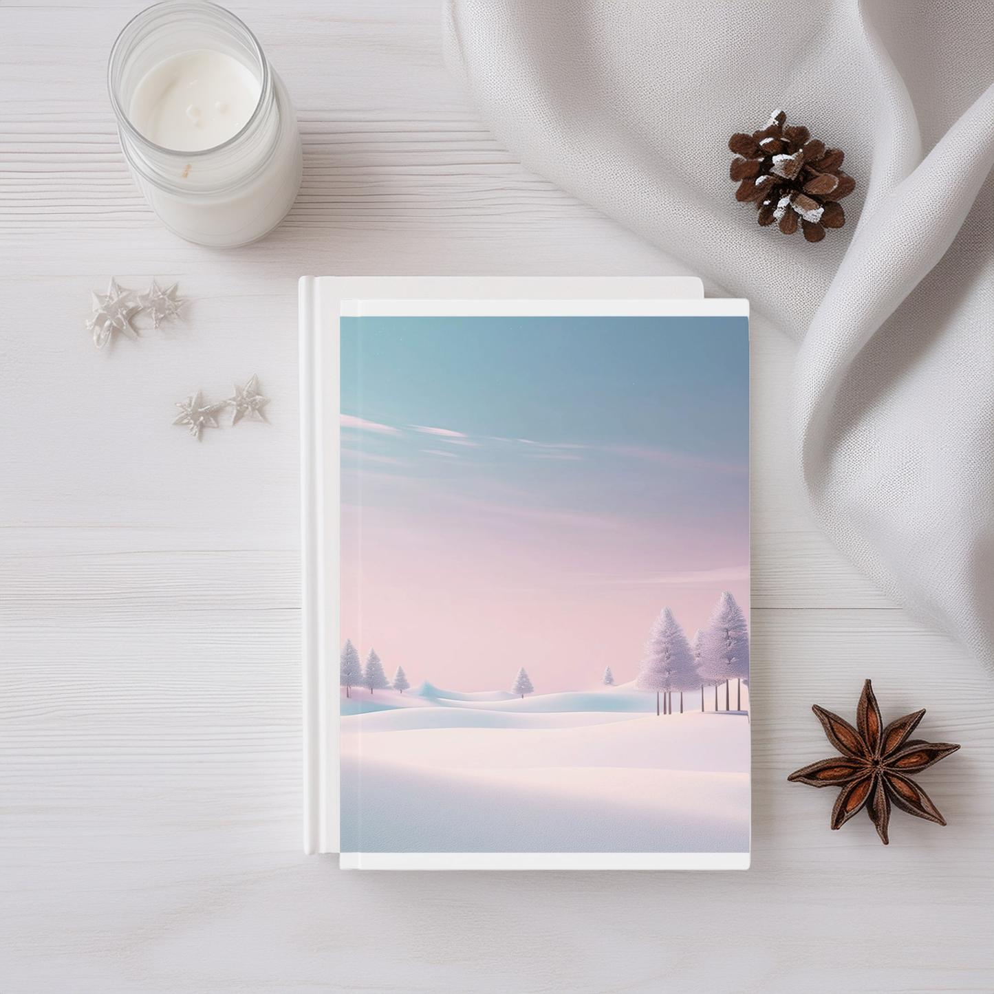A5 Hardcover Winter Journal – Minimalist Snowy Forest Design | Whimsical Tree Notebook