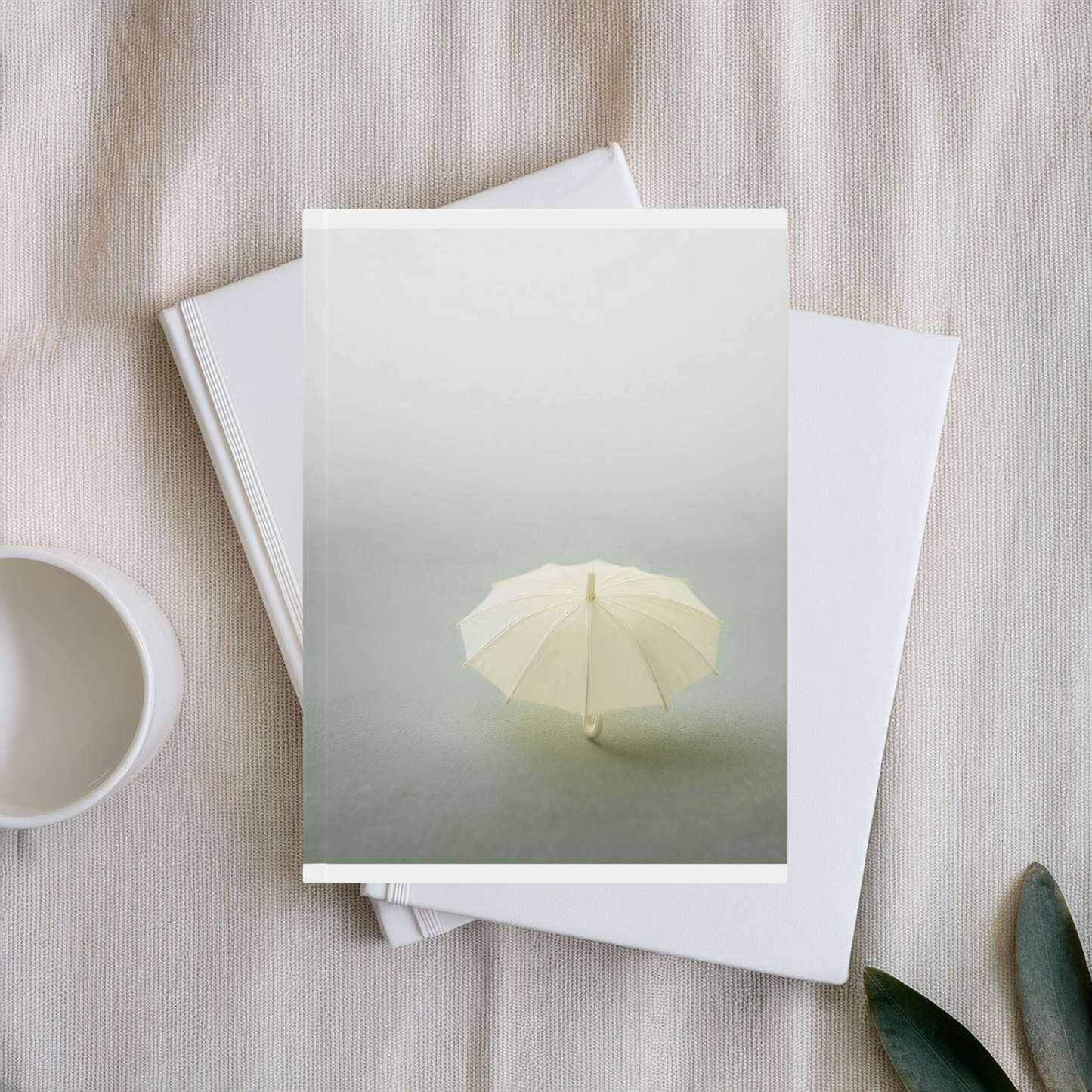 Minimalist A5 Hardcover Journal Notebook – Soft Yellow Umbrella Design