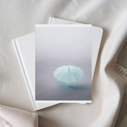 Minimalist A5 Hardcover Journal Notebook – Pale Blue Umbrella Design