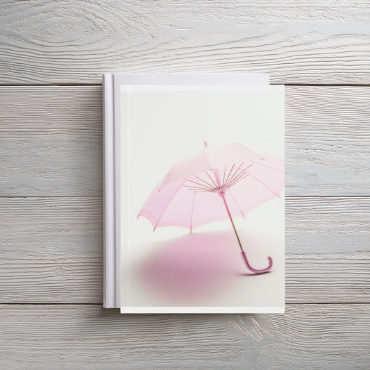 Aesthetic A5 Hardcover Journal Notebook – Elegant Pale Pink Umbrella Design