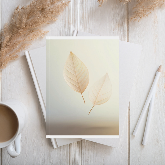 A5 Delicate Leaf Journal – Minimal Hardcover Notebook in Warm Earth Tones