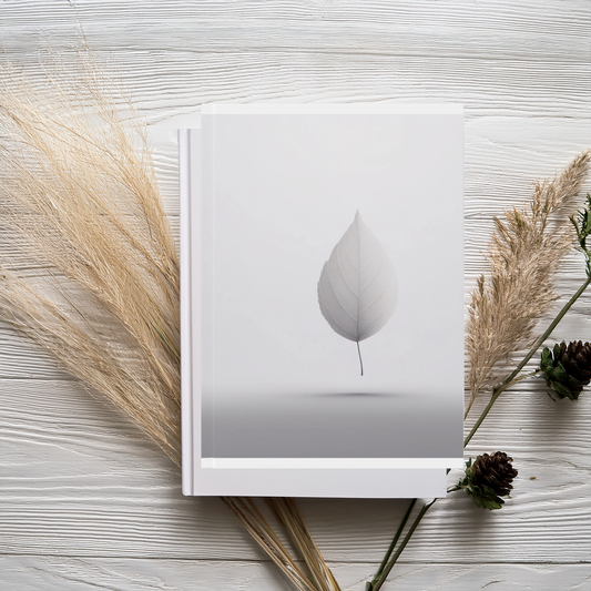A5 Black & White Leaf Journal Notebook – Minimal Hardcover Writing Journal