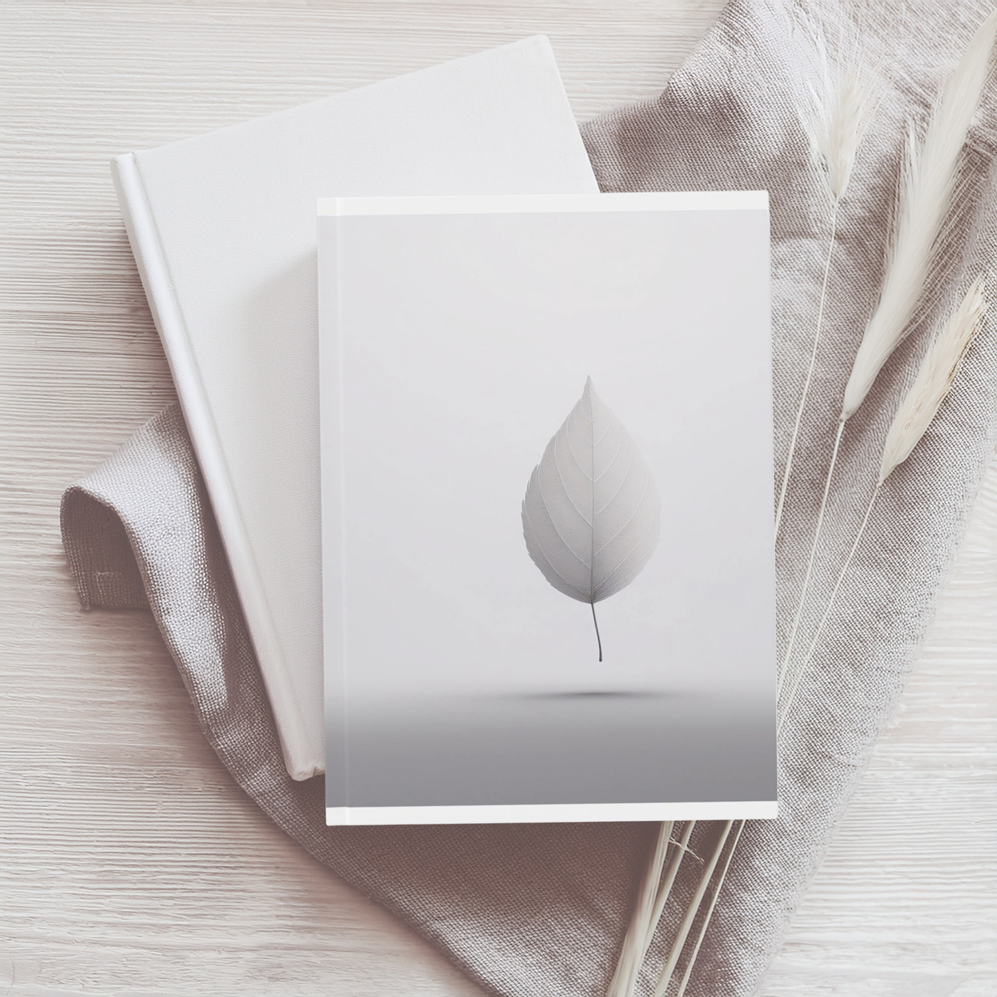 A5 Monochrome Leaf Aesthetic Journal | Hardcover Notebook for Writing, Reflection & Minimal Living