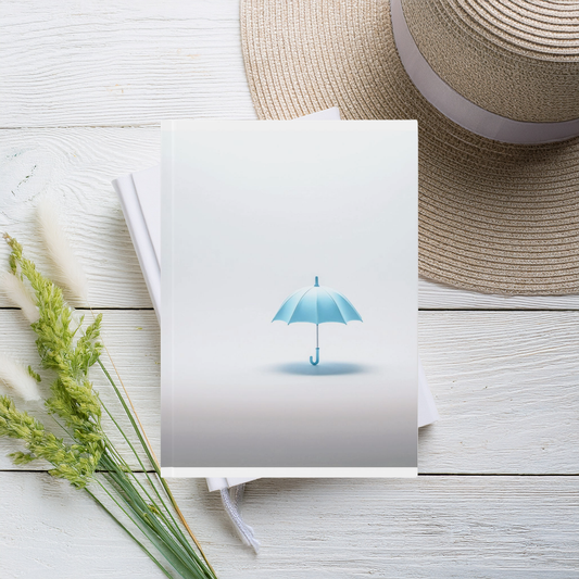 Journal with Blue Umbrella Minimalist Design | A5 Hardback Notebook – Choice of Paper Type